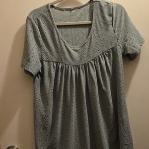 Source Unknown Dusty Blue Eyelet Blouse